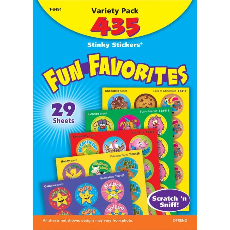 Trend Enterprises Stinky Stickers, Fun Favorites and Fancy Jumbo Pack, 1 inch, Pack of 435