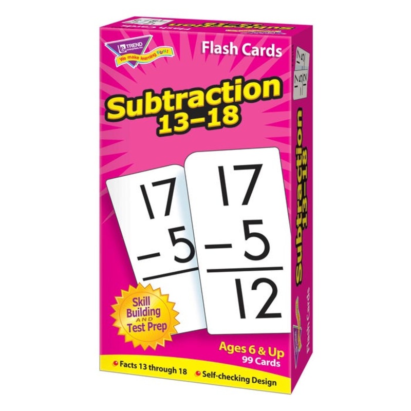 Trend Enterprises Subtraction Flash Cards, Facts 13 Through 18, Set of 99