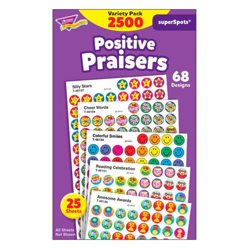 Trend Enterprises SuperSpots Positive Praisers Stickers, Pack of 2500