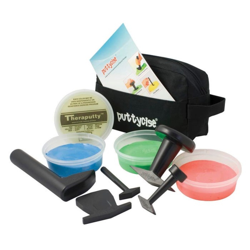 CanDo Puttycise Medium Resistance Theraputty Kit, 5 Piece Set Plus (4) 6 Ounce Tubs of Theraputty