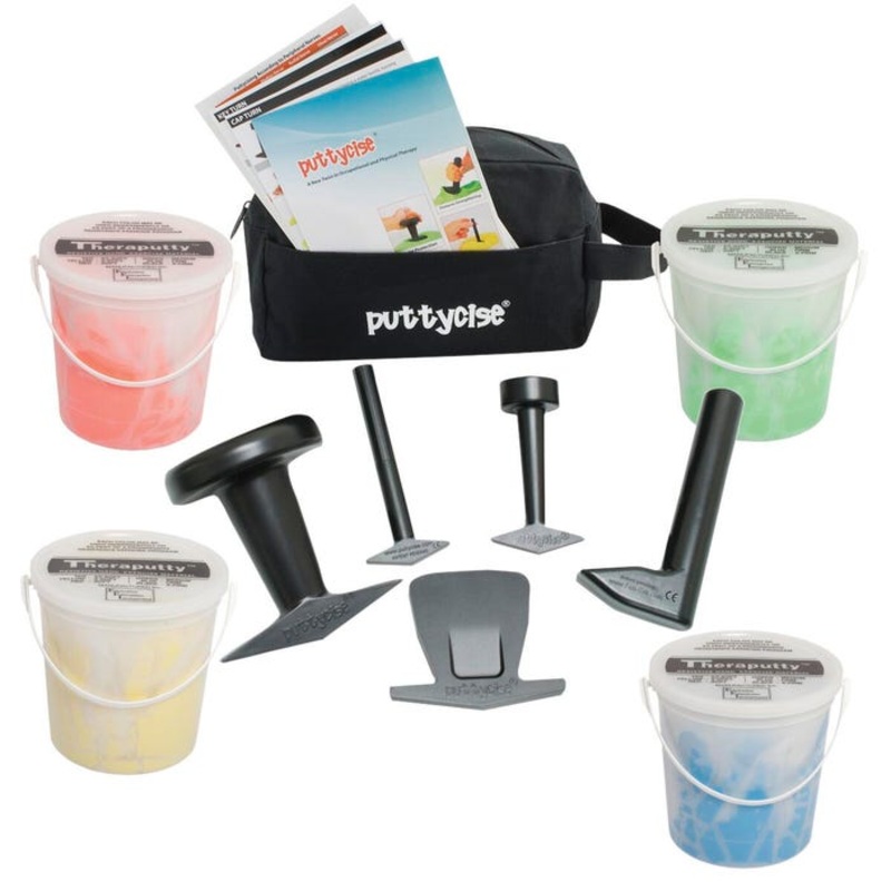 Puttycise Theraputty Tool and Putty Set, Medium Resistance, 5 Pounds, Set of 9