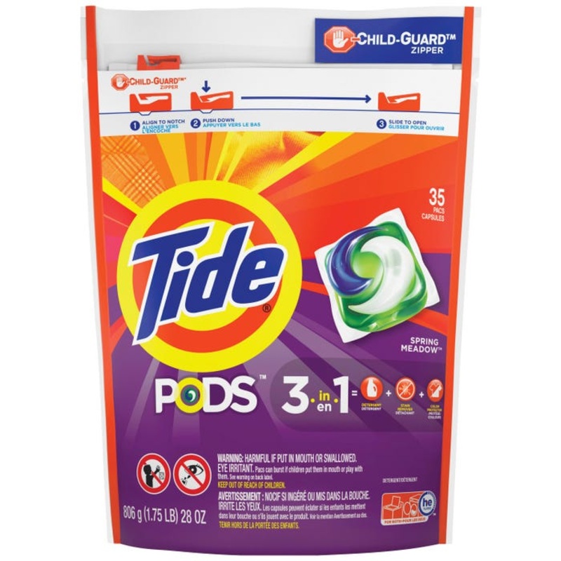 Tide Pods Spring Meadow Detergent, Powder, Spring Meadow Scent, Count 35, Case of 4