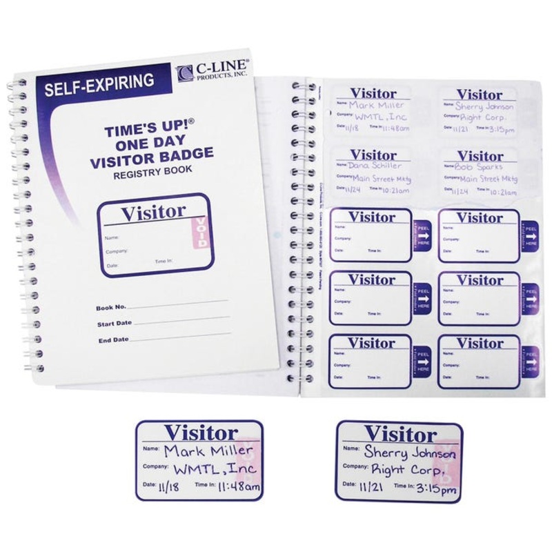 Time's Up! Self-Expiring Visitor Badges with Carbonless Registry Book