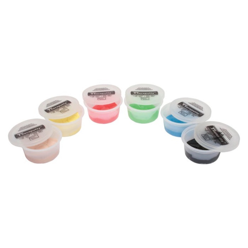 CanDo Antimicrobial Theraputty, Different Resistances, 3 Ounce, Set of 6