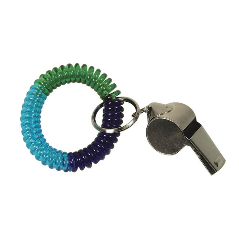 The Pencil Grip Inc Wrist Coil Keychain with Whistle, Tri-Color Wrist Coil