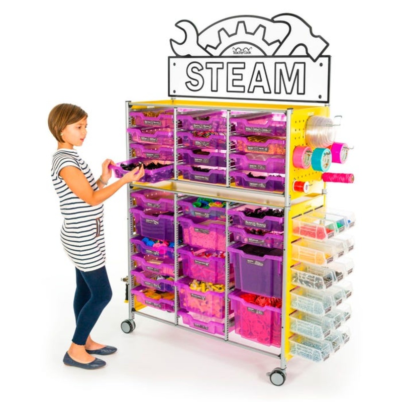 TeacherGeek Ultimate STEAM Maker Activity Cart, Grape with STEAM Sign