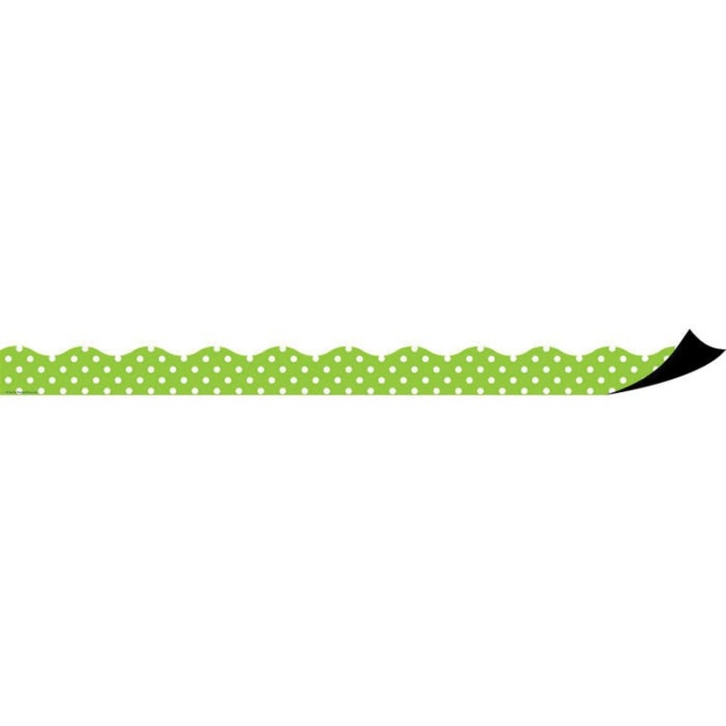 TCR Magnetic Border, Lime Polka Dots, 1-1/2 x 24 Inches, 12 Strips