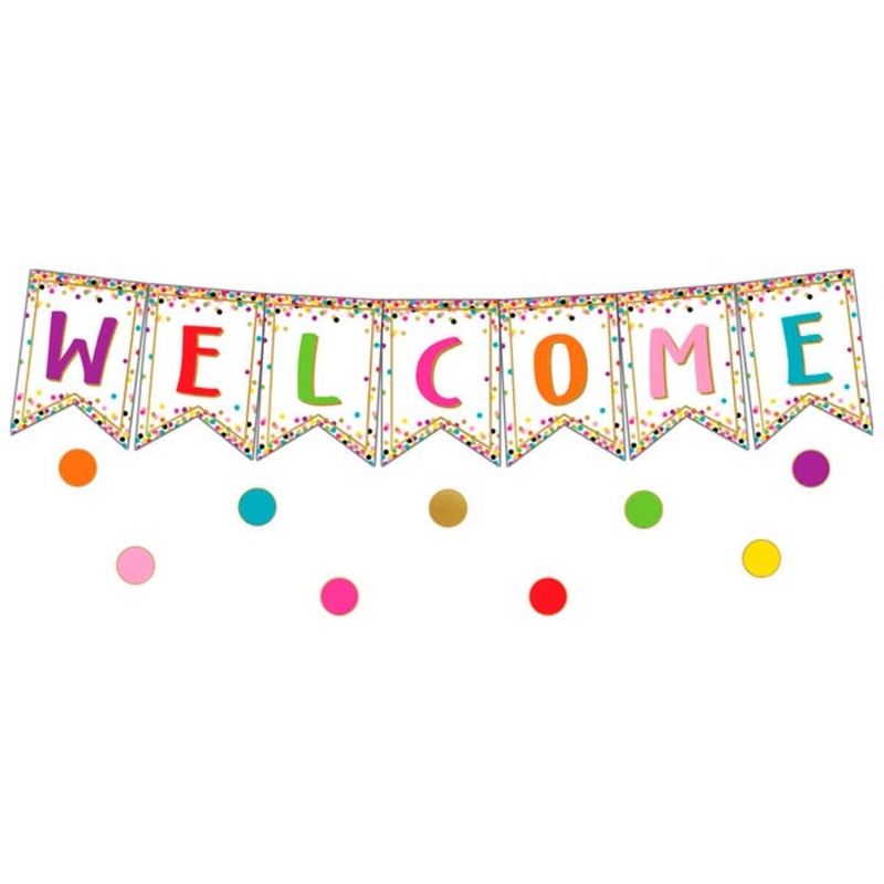Teacher Created Resources Confetti Pennant Welcome Bulletin Board Set, 60 Pieces