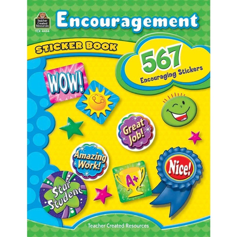 Teacher Created Resources Encouragement Sticker Book, , Grades Pre-K to Grade 8, Set of 567
