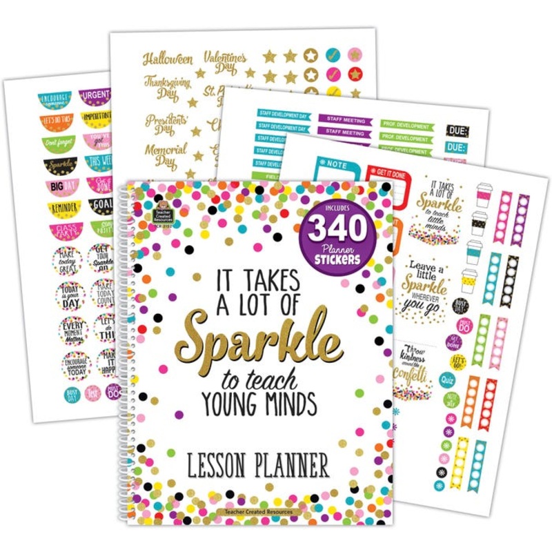 Teacher Created Resources Lesson Planner, Confetti, 8-1/2 x 11 in, Spiral Bound