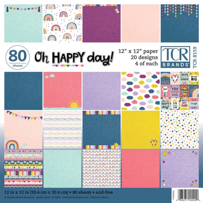 Teacher Created Resources Oh Happy Day Project Paper, 12 x 12 Inches, 80 Sheets
