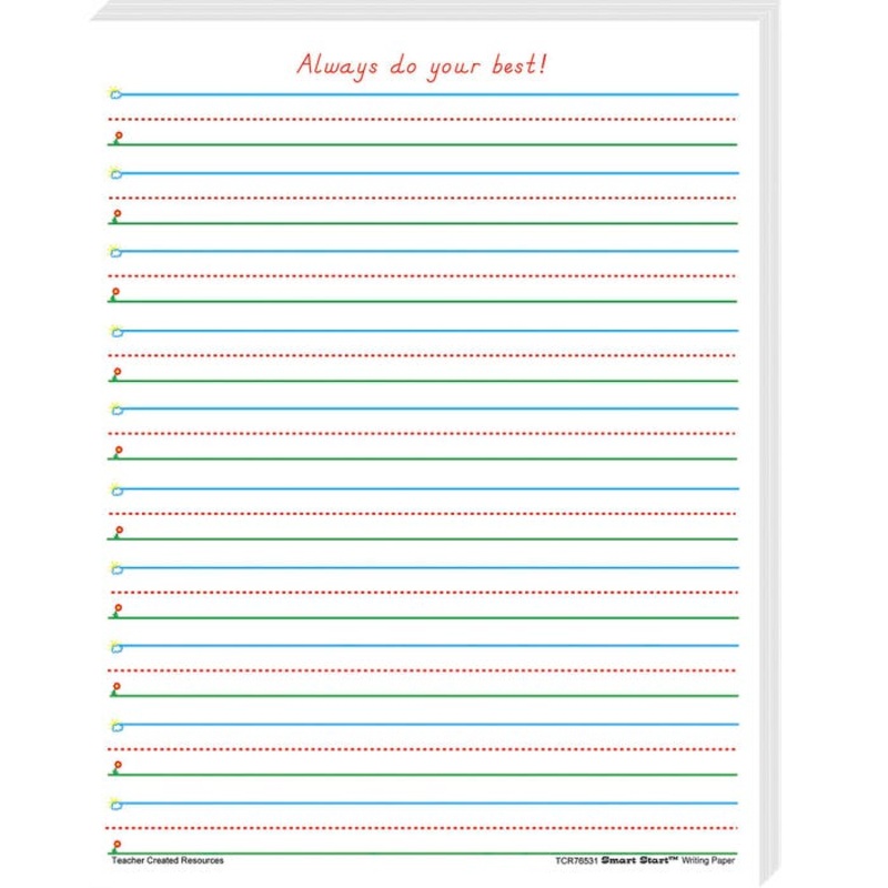 Teacher Created Resources Smart Start 1-2 Writing Paper, 8-1/2 x 11 Inches, 100 Sheets