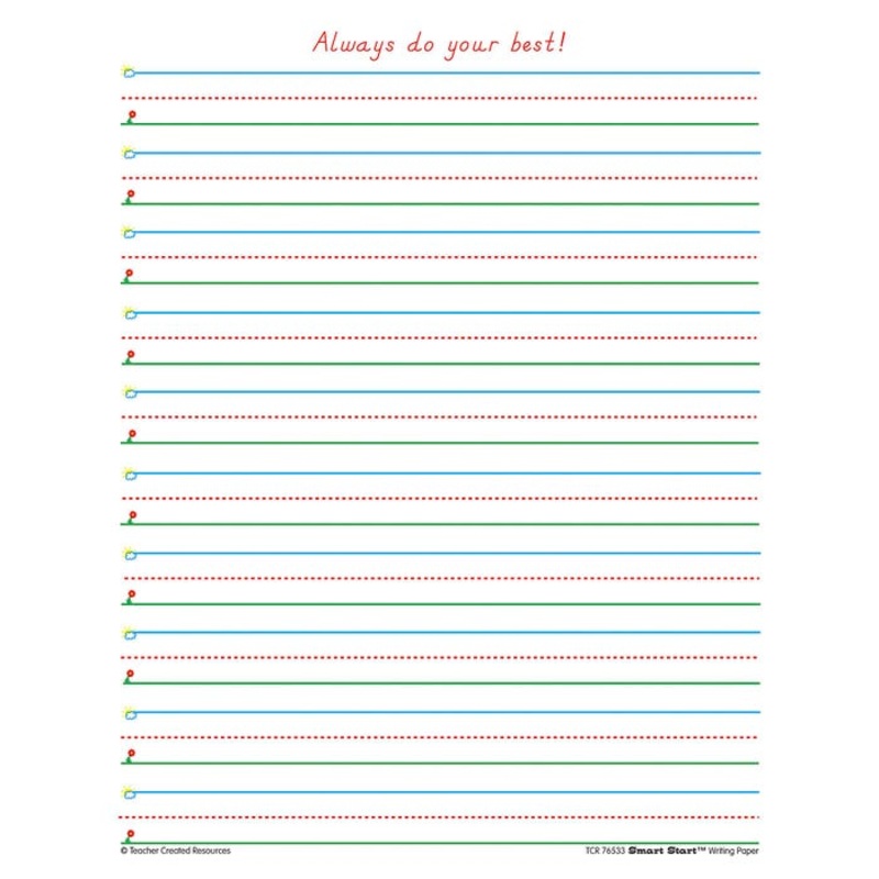 Teacher Created Resources Smart Start Writing Paper, 5/8 Inch Rule, 8-1/2 x 11 Inches, 360 Sheets