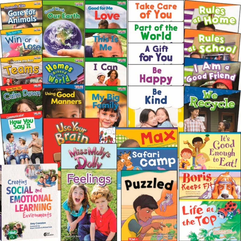 Teacher Created Materials Essential Classroom Bin for SEL, 31-Book Set with Professional Book, Grades K to 1