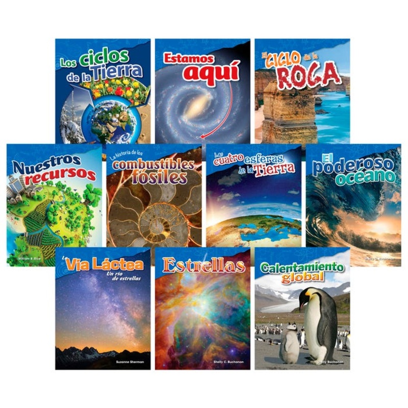 Teacher Created Materials Let's Explore Earth and Space Books, Grades 4 to 5, Set of 10, Spanish