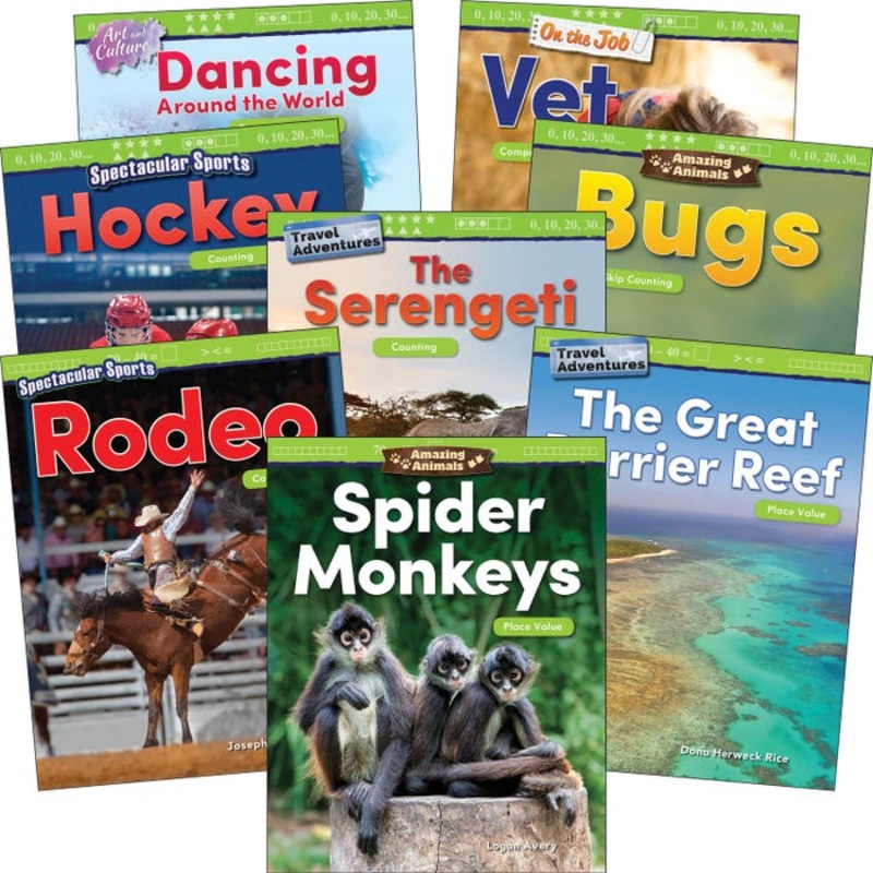 Teacher Created Materials Numbers and Counting, Grades K to 1, Set of 8