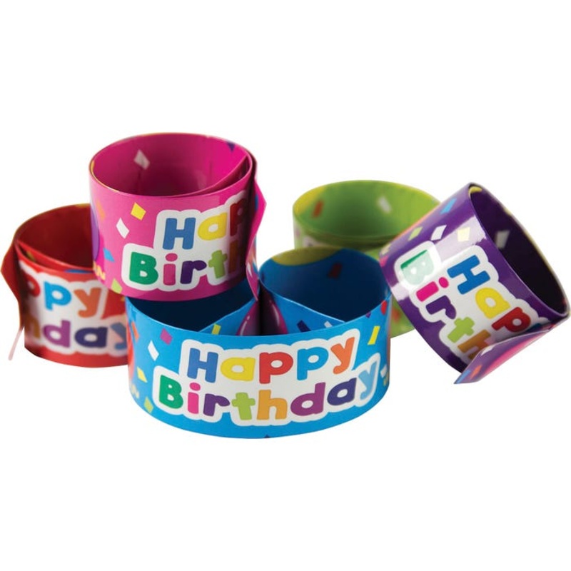 Teacher Created Resources Happy Birthday Slap Bracelets, Balloon Print, Pack of 10