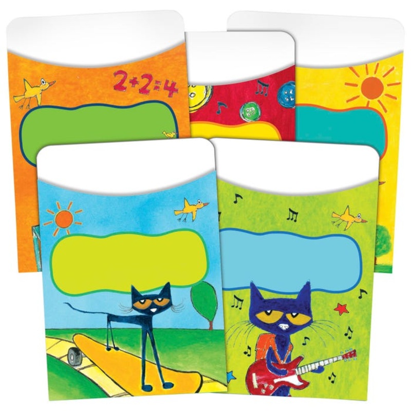 Teacher Created Resources Library Pockets, 3-1/2 x 5 Inches, Pete the Cat, Set of 35