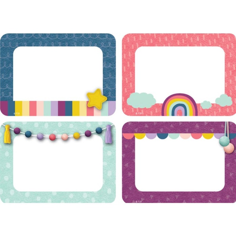 Teacher Created Resources Oh Happy Day Name Badge Labels, 3-1/2 2-1/2 Inches, Set of 36