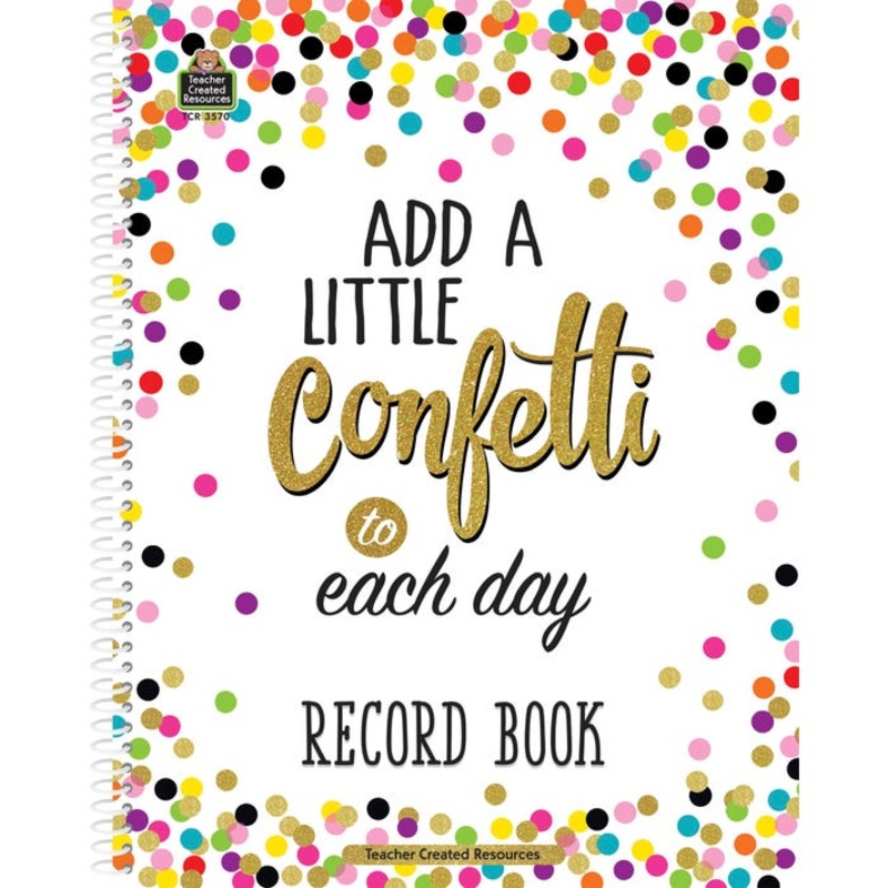 Teacher Created Resources Record Book, Confetti, 8-1/2 x 11 Inches, Spiral Bound