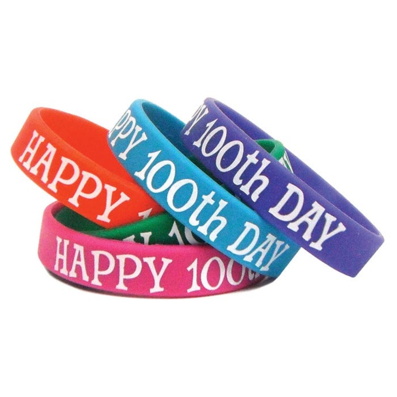 Teacher Created Resources Wristbands, Happy 100th Day, Pack of 10