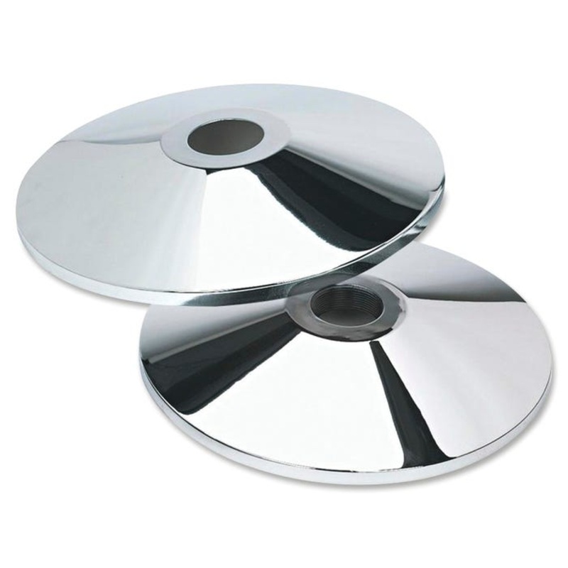 Tatco Adjusta-Tape Flat Crowd Control Stanchion Base, 14 in, Polished Chrome, Pack of 2