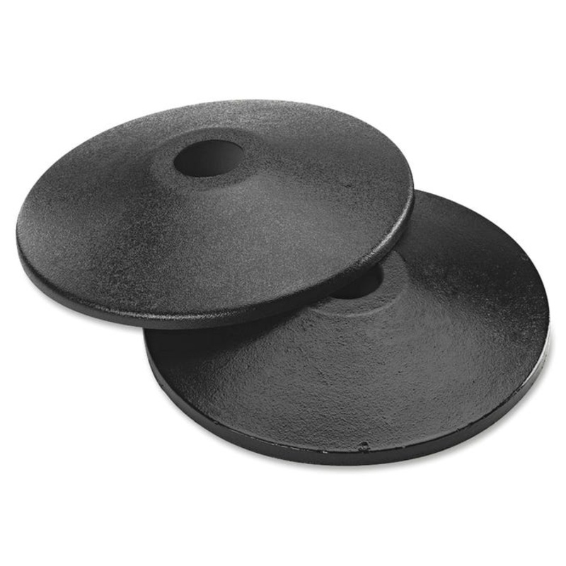 Tatco Adjusta-Tape Flat Crowd Control Stanchion Base, 14 in, Steel, Black, Pack of 2