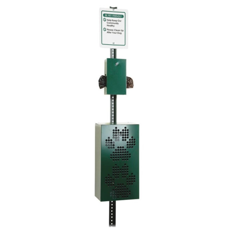 Tatco Dog Waste Station with Trash Can, In-Ground, Green