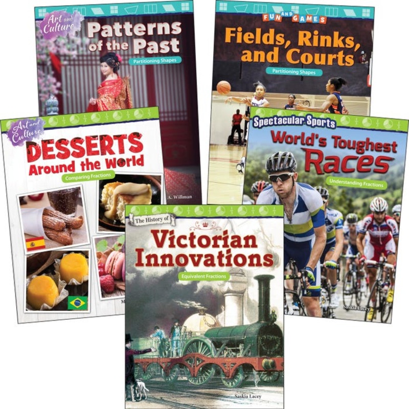 Teacher Created Materials Fractions, Grades 2 to 3, Set of 5