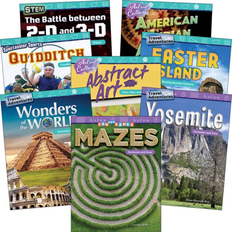 Teacher Created Materials Geometry, Grades 4 to 5, Set of 8