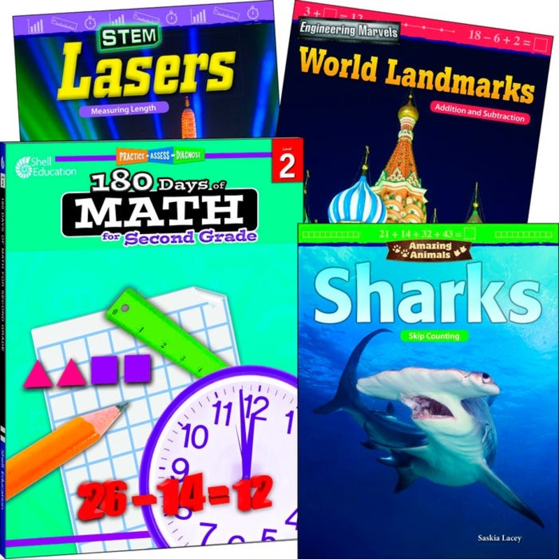 Teacher Created Materials Learn-at-Home Explore Math Bundle, Grade 2, Set of 4