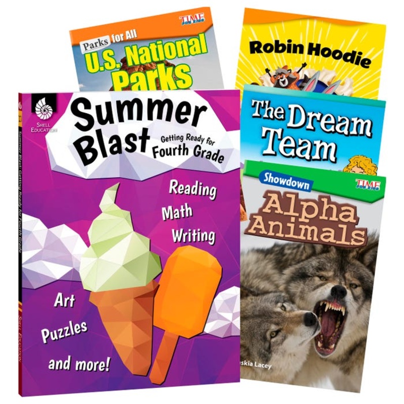 Teacher Created Materials Learn-at-Home Summer Reading Bundle, Grade 4, Set of 5