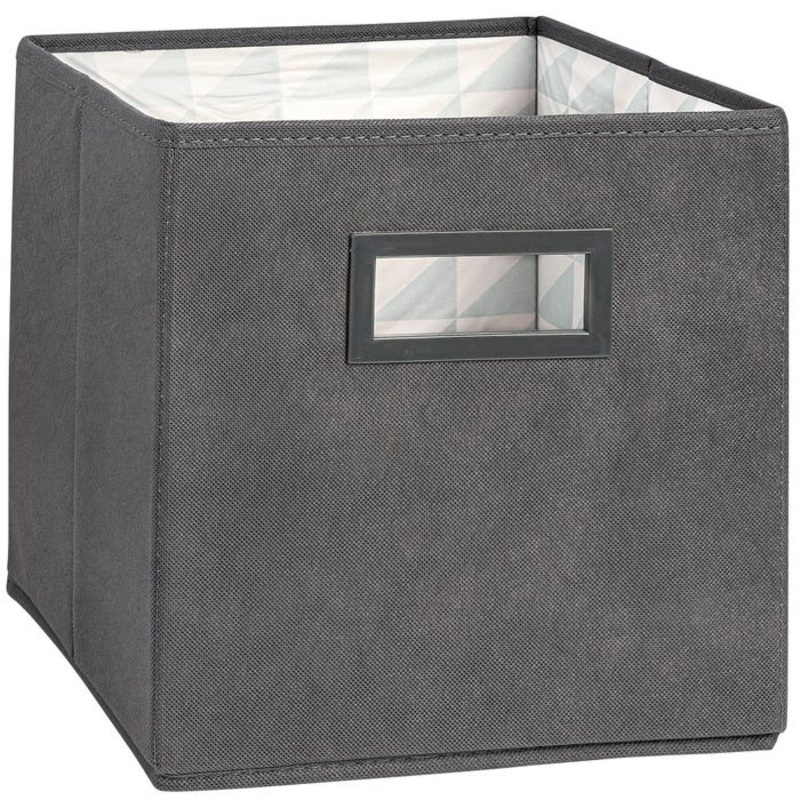 Collapsible Fabric Bin With Handles, 11 Inches, Grey