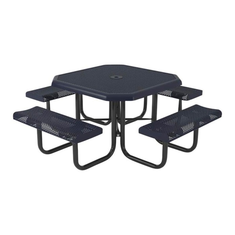 Superior Site Amenities Octagon Portable Picnic Table with 4 Attached Seats, 46 x 46 x 30 Inches, Expanded Metal