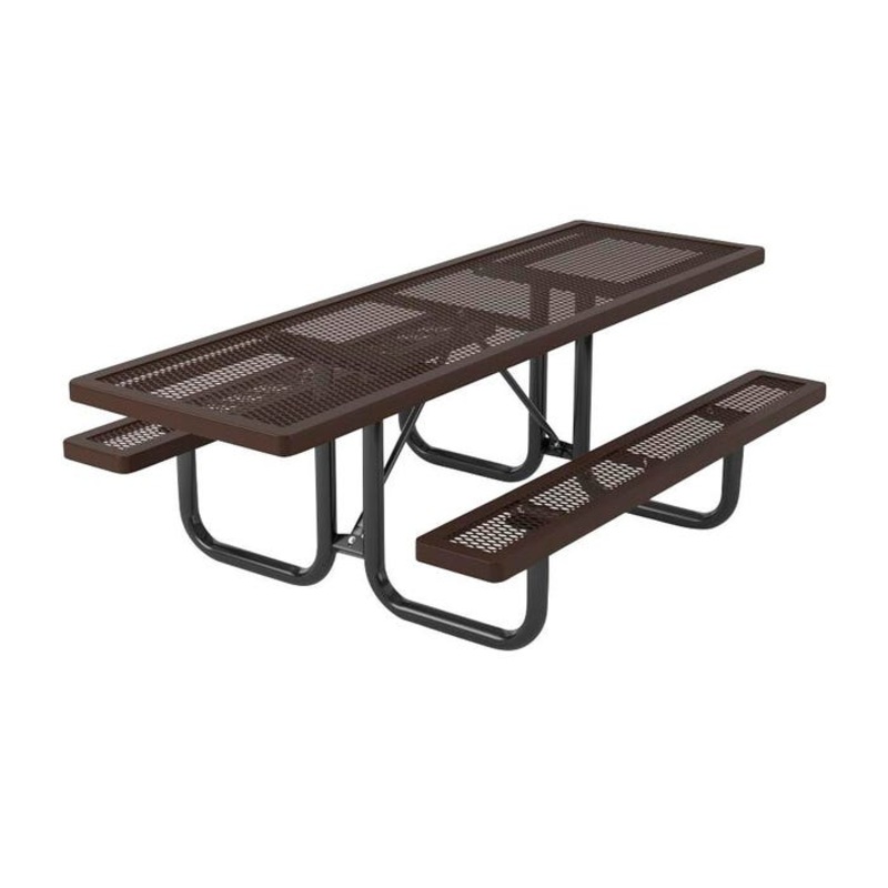 Superior Site Amenities Portable Rectangular Table, ADA Accessible, 2 Attached Centered Seats, Rounded Corners, 96 Inches