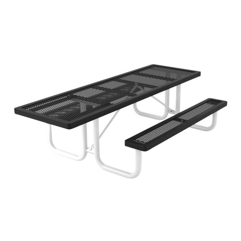 Superior Site Amenities Portable Rectangular Table, ADA Accessible, 2 Attached Seats, Rounded Corners, 96 Inches