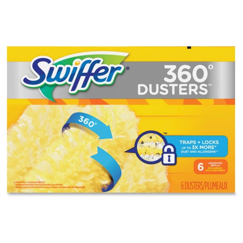 Swiffer 360-Degree Refill Dusters, Unscented, Yellow, Case of 4 Boxes with 6 Dusters Each