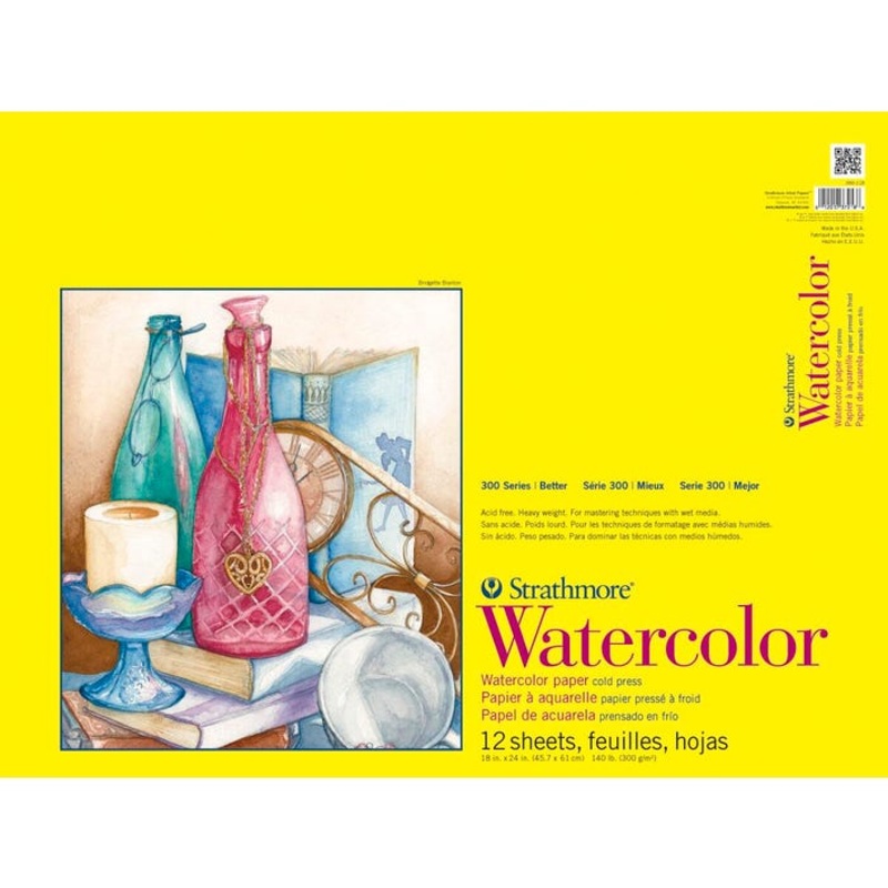 Strathmore 300 Series Watercolor Pad, 18 x 24 Inches, 140 lb, 12 Sheets