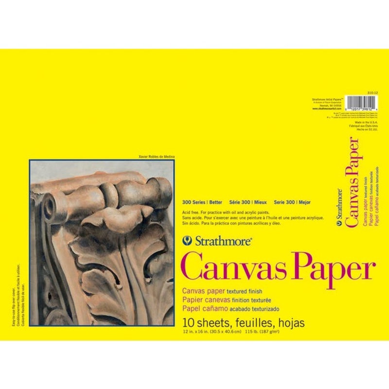 Strathmore 300 Series White Canvas Paper Pad, 12 x 16 Inches