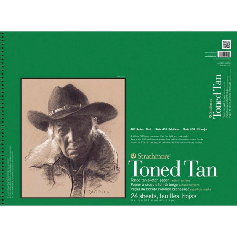 Strathmore 400 Series Toned Tan Drawing Pad, 18 x 24 Inches, 80 Pound, 24 Sheets