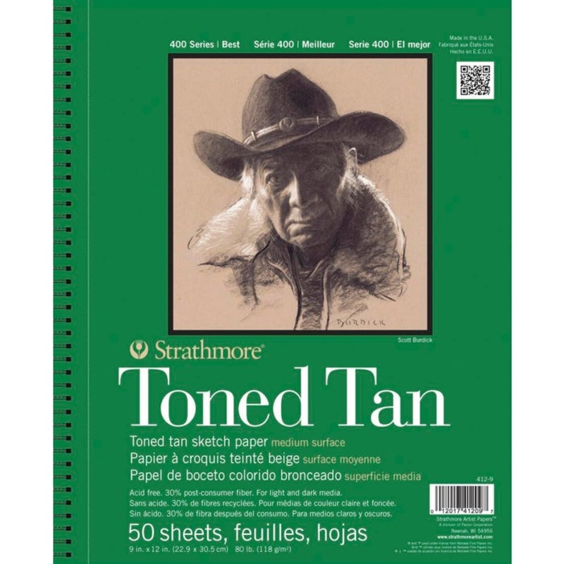 Strathmore 400 Series Toned Tan Drawing Pad, 9 x 12 Inches, 80 lb, 50 Sheets