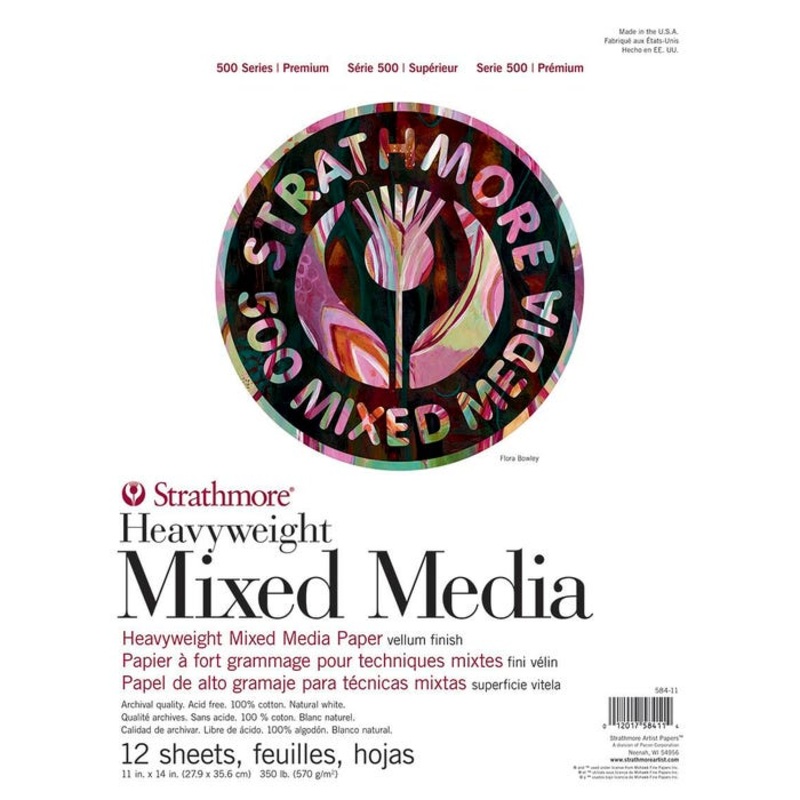 Strathmore 500 Series Mixed Media Pad, 11 x 14 Inches, 350 lb, 12 Sheets