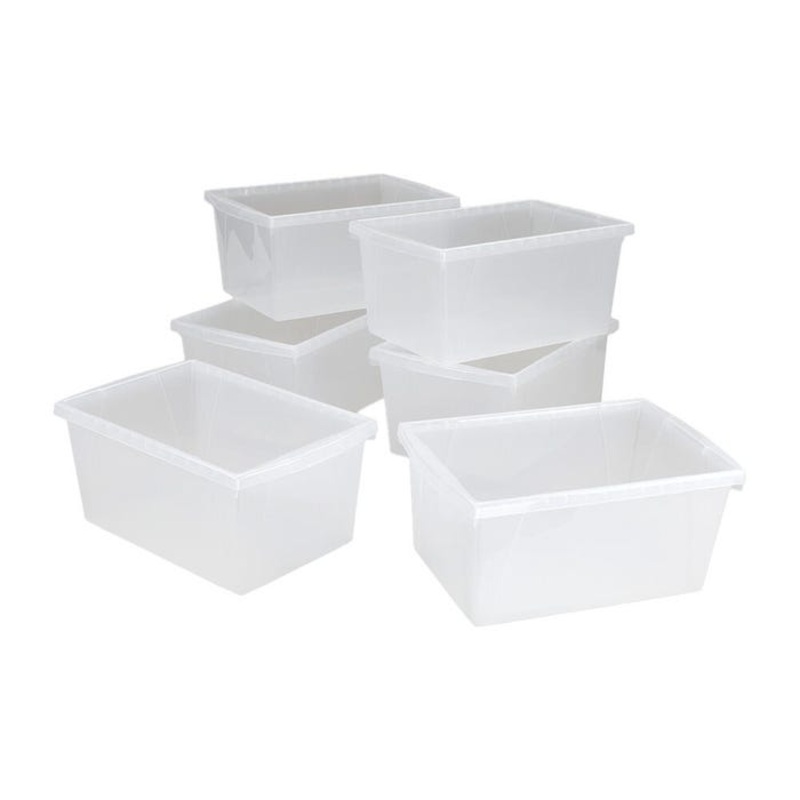 Storex Classroom Storage Bins, 5-1/2 Gallon, Translucent, Pack of 6