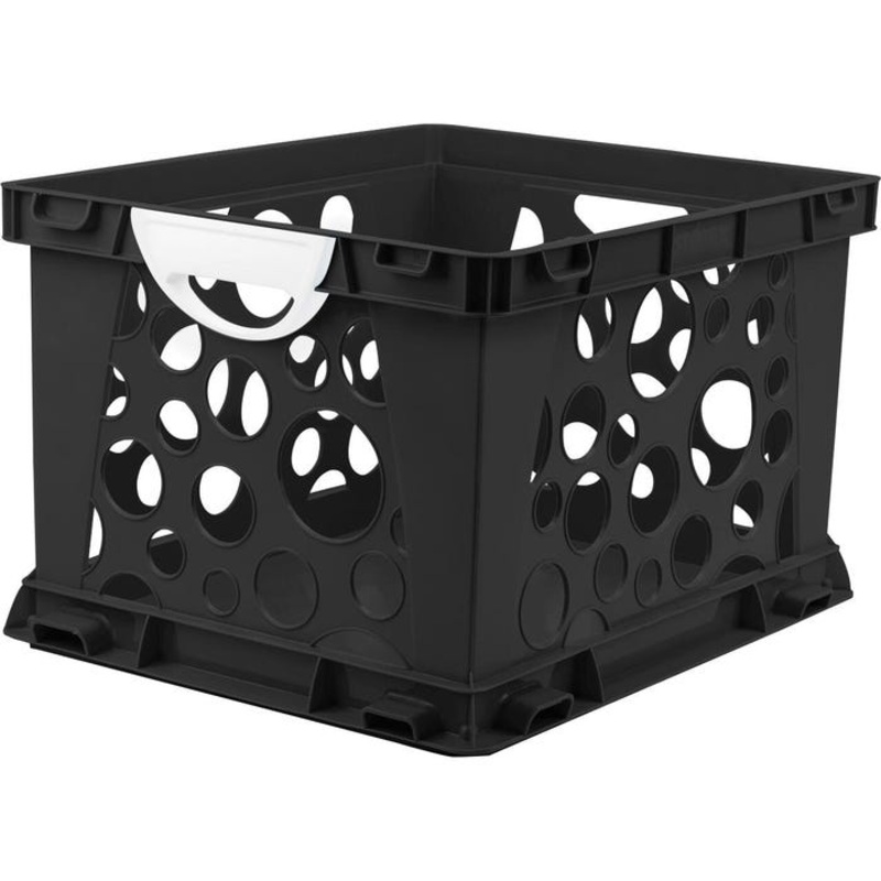 Storex Crate with Handle, Black/White, Pack of 3