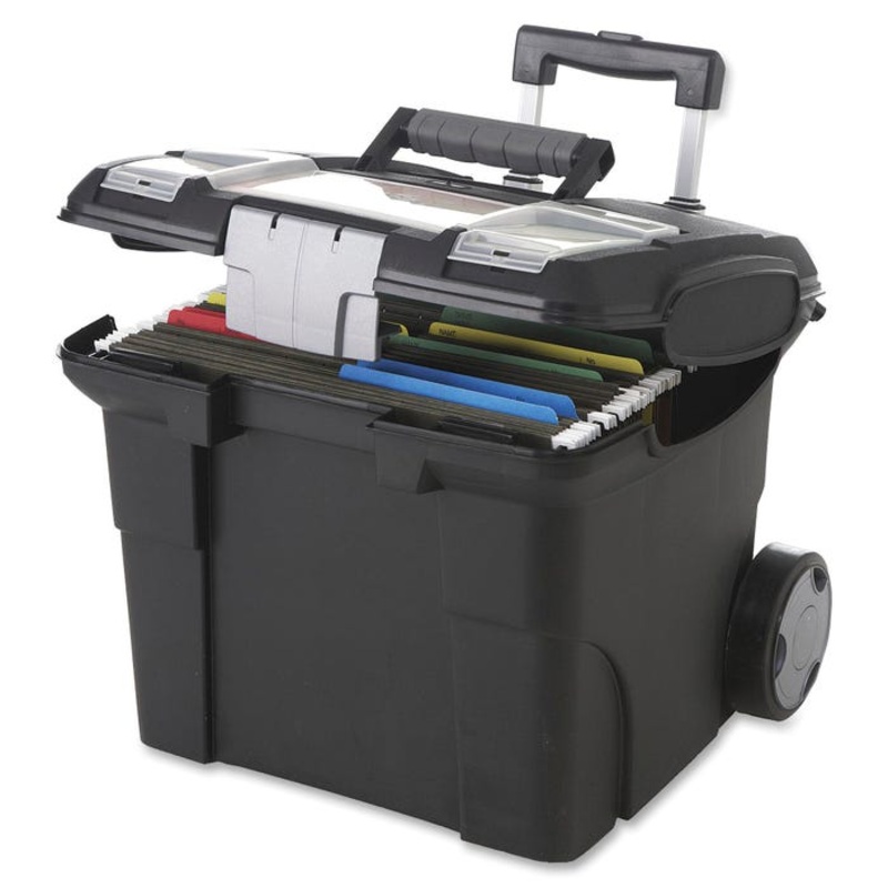 Storex Industries Premium File Cart Telescopic Handle, 16-3/8 x 17 x 15 Inches, Black