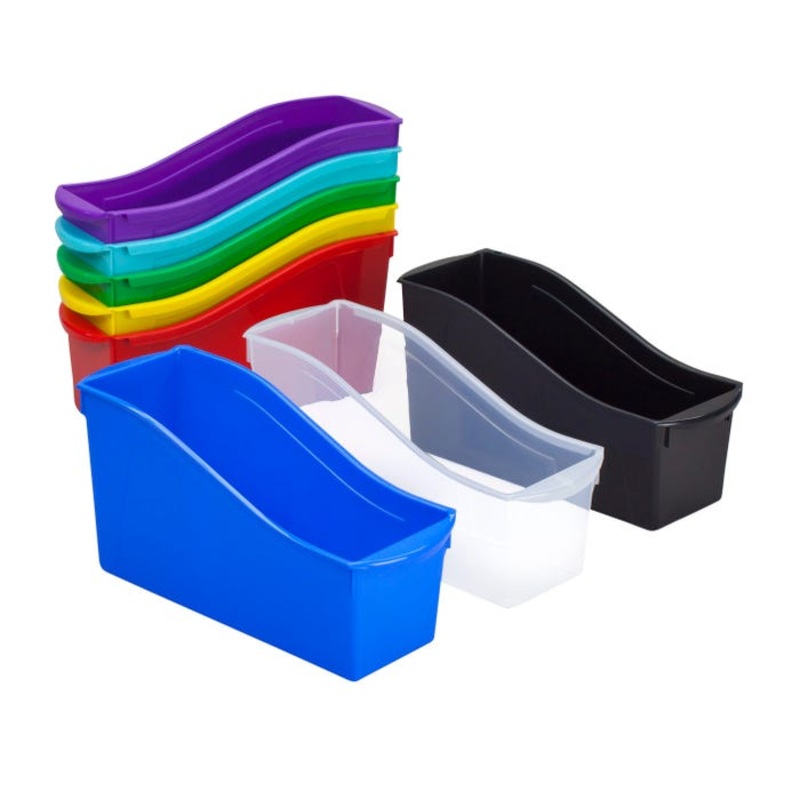 Storex Interlocking Book Bin, Large, 14-1/4 x 5-1/4 x 7 Inches, Assorted, Set of 8