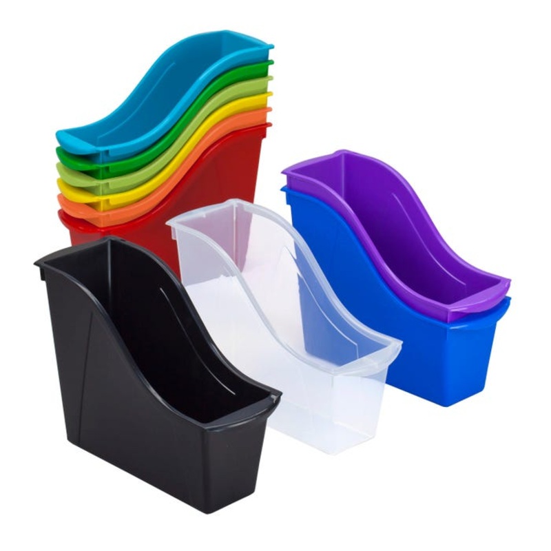 Storex Interlocking Book Bin, Small, 11-3/4 x 4-1/2 x 8-1/2 Inches, Assorted, Set of 10