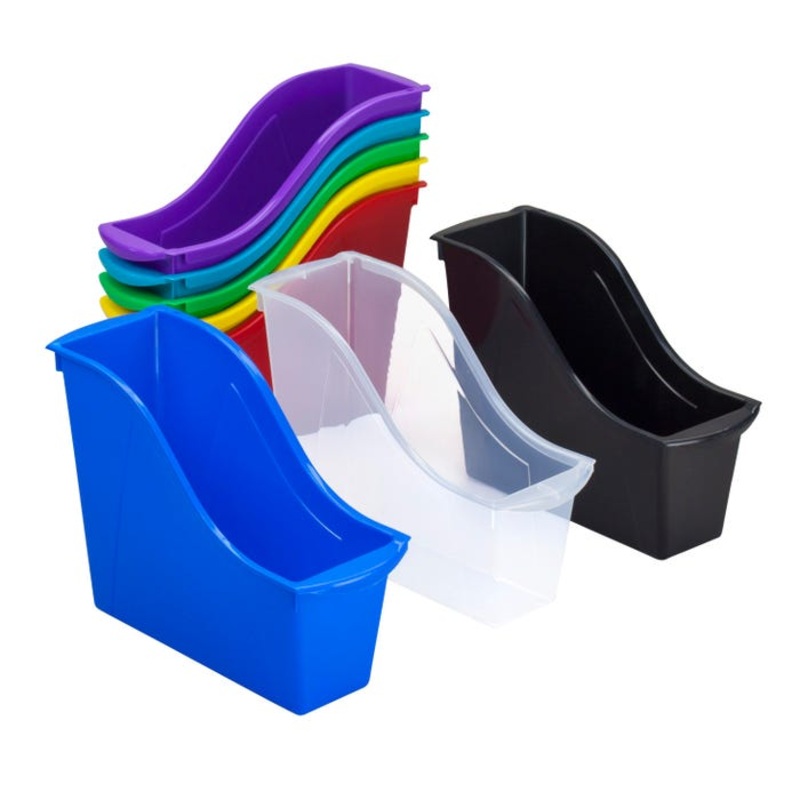 Storex Interlocking Book Bin, Small, 11-3/4 x 4-1/2 x 8-1/2 Inches, Assorted, Set of 8