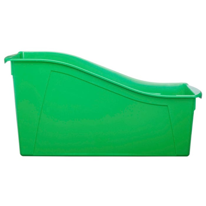 Storex Large Book Bin, Label Pocket Included, Putting Green, Pack of 6