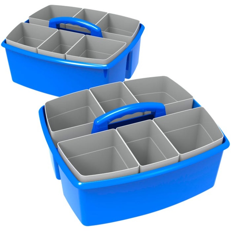 Storex Large Caddy with Sorting Cups, 13 x 11 x 6-3/8 Inches, Blue, Pack of 2